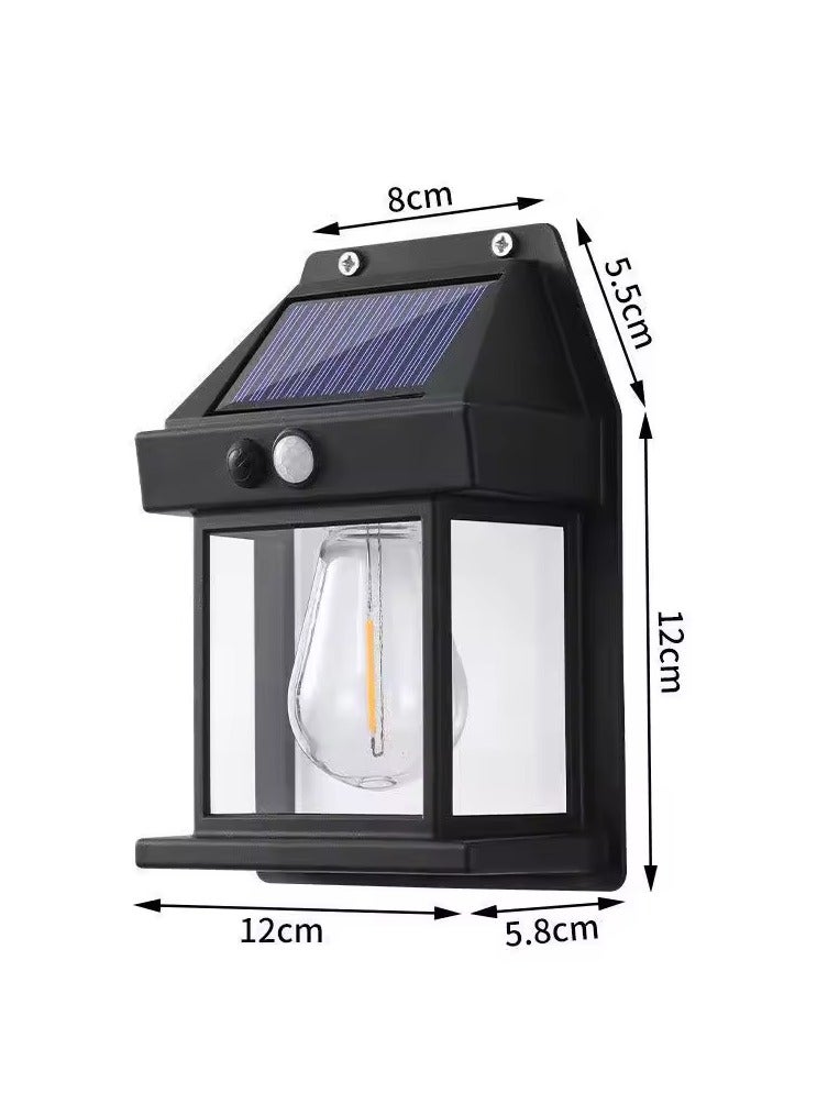 Solar Wall Light, Wireless Sensor, Modern Wall Light Outdoor Tungsten Filament Lamp Sconce Waterproof Wall Lamp Hardwired for Patio Porch Courtyard Garden Backyard - Image 3