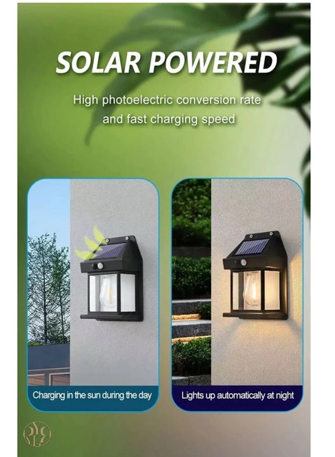 Solar Wall Light, Wireless Sensor, Modern Wall Light Outdoor Tungsten Filament Lamp Sconce Waterproof Wall Lamp Hardwired for Patio Porch Courtyard Garden Backyard - Image 2