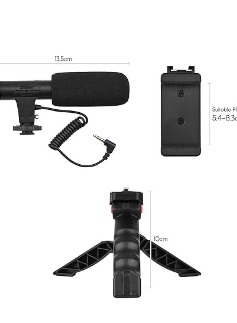 Smartphone & Camera Vlogging Studio Kits Video Shooting Photography Suit with Microphone LED Fill Light Mini Tripod - Image 2