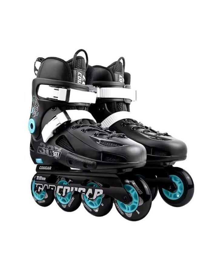 Cougar COUGAR Roller Skate Shoe Cougar Model 307 For Adult Adjustable Roller Skates with 4 Illuminating Pu Wheels, Outdoors and Indoors Roller Blades for Boys Girls Beginners  Size : 38  - Image 1