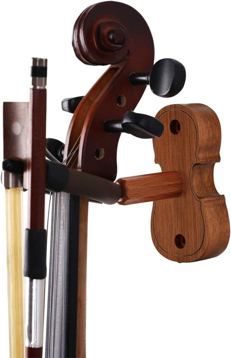 Rinastore BestSounds Violin Wall Mount Violin Hanger with Bow Hook Home & Studio Rosewood Violin/Viola Stand (Rosewood MA-R5) - Image 5