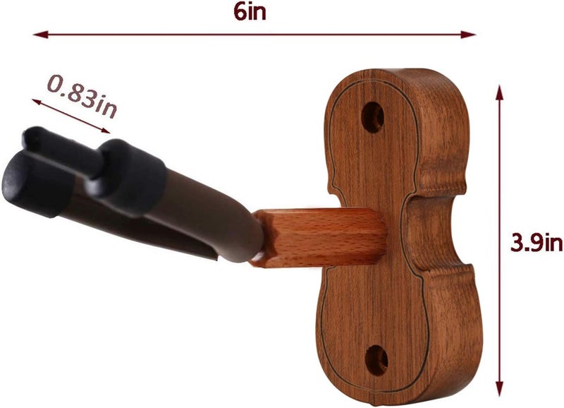 Rinastore BestSounds Violin Wall Mount Violin Hanger with Bow Hook Home & Studio Rosewood Violin/Viola Stand (Rosewood MA-R5) - Image 3