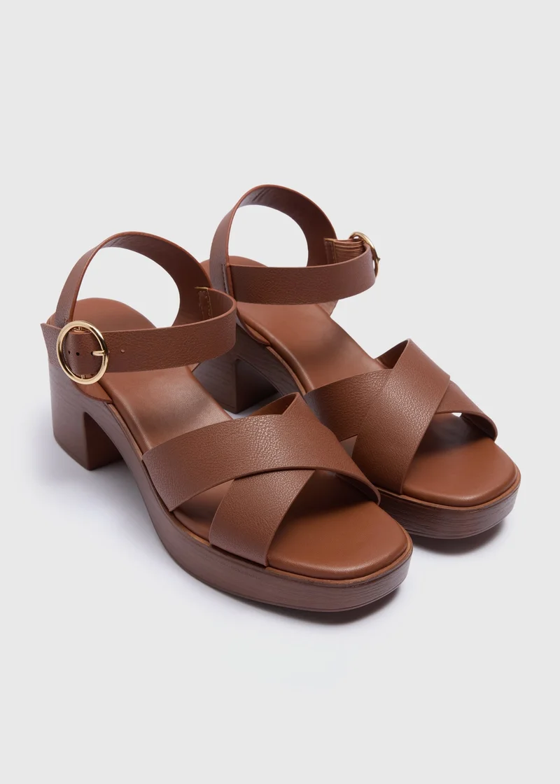 Matalan Tan Clog Heeled Sandals