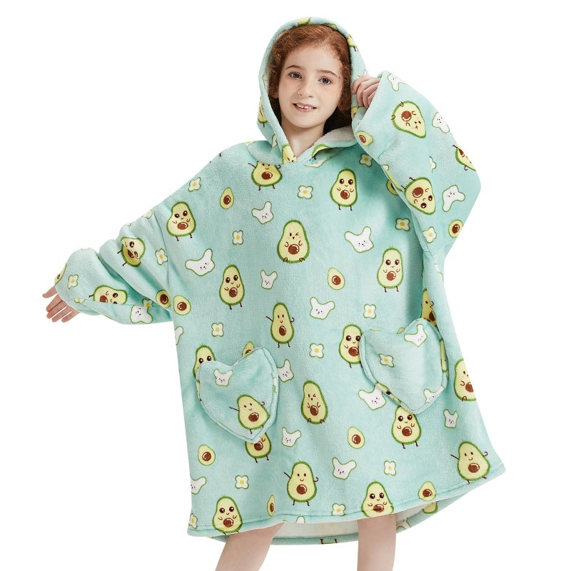 Fiosnow Avocado Blanket Hoodies for Kids 6-13YR Oversize Wearable Blanket Hoodies for Boys Girls Teens - Image 1