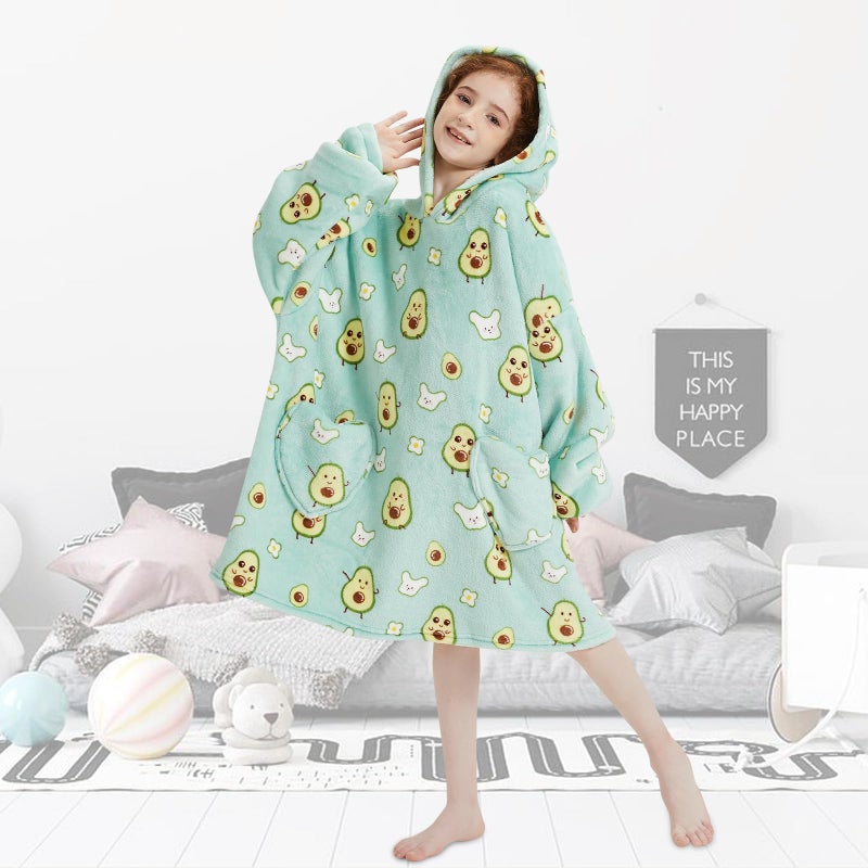 Fiosnow Avocado Blanket Hoodies for Kids 6-13YR Oversize Wearable Blanket Hoodies for Boys Girls Teens - Image 2