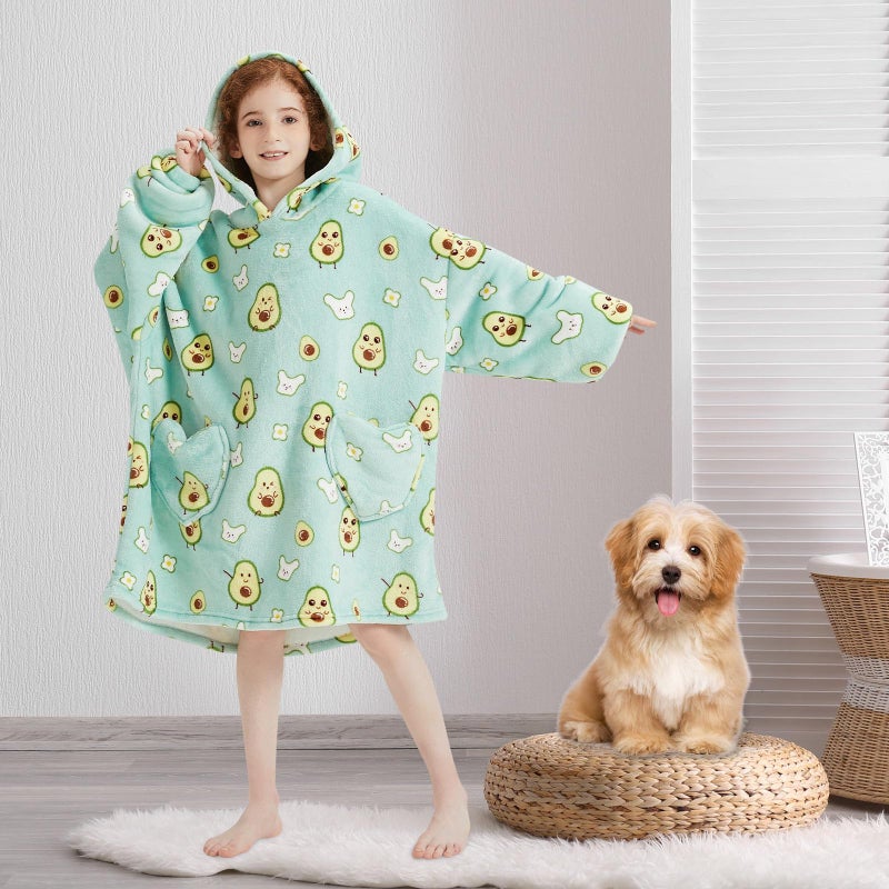 Fiosnow Avocado Blanket Hoodies for Kids 6-13YR Oversize Wearable Blanket Hoodies for Boys Girls Teens - Image 3