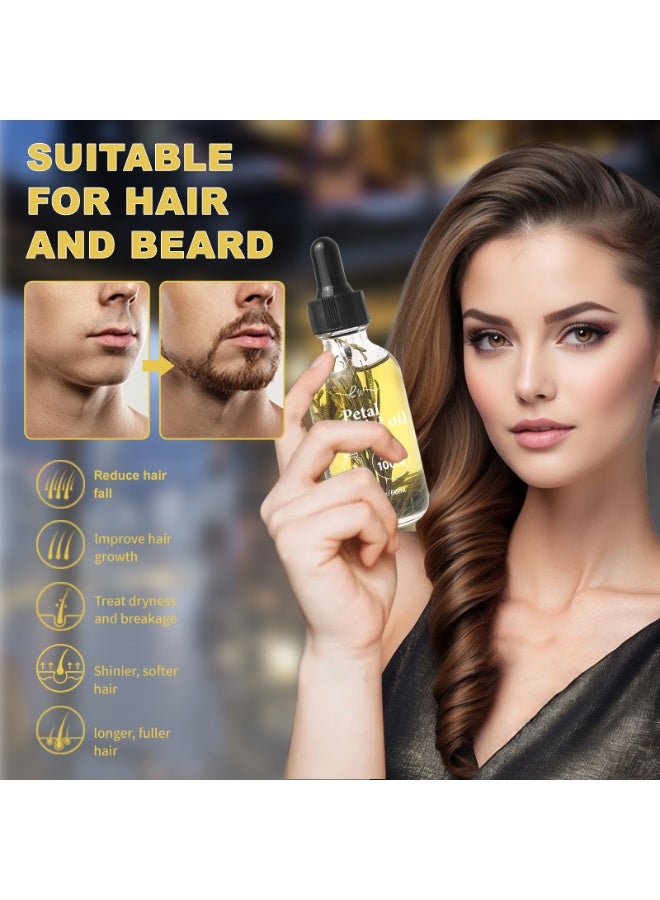 Petal Rosemary Hair Growth Oil Hair Serum for Damaged, Brittle Hair Anti Hairs Loss Mint Hair Strengthening Oil Nourishing Roots Regrowth Hair For Men Women Scalp Health 60ml With roller applicator - Image 4