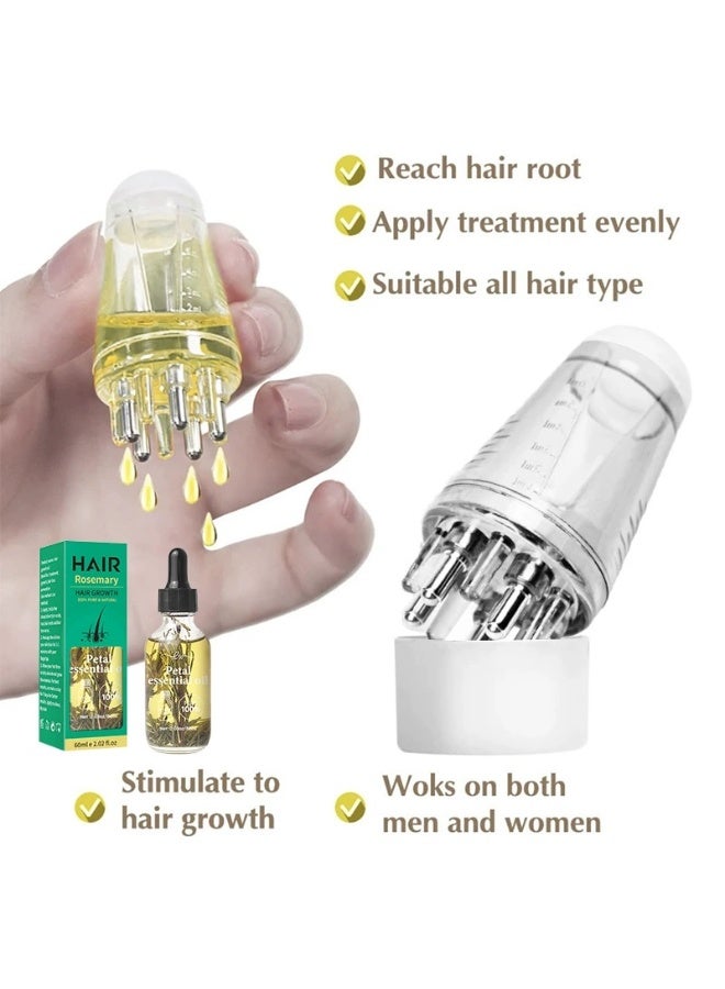 Petal Rosemary Hair Growth Oil Hair Serum for Damaged, Brittle Hair Anti Hairs Loss Mint Hair Strengthening Oil Nourishing Roots Regrowth Hair For Men Women Scalp Health 60ml With roller applicator - Image 5