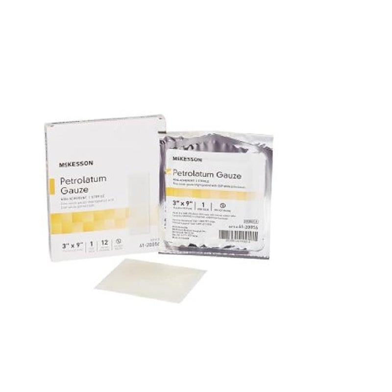 McKesson Performance Petrolatum Impregnated Gauze 3X9 Sterile Box of 12 Model 6120056 - Image 2
