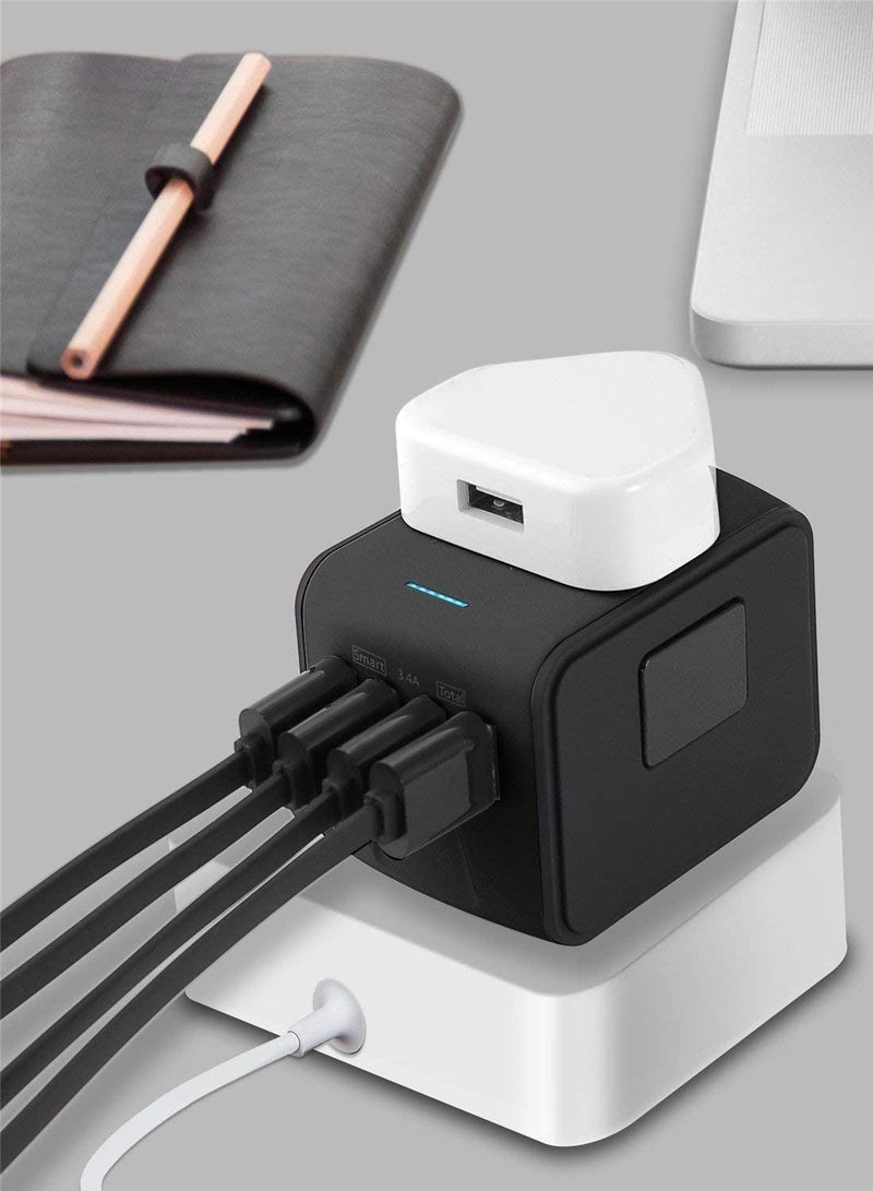 International Travel Adapter Universal Power Adapter Worldwide All in One 4 USB with Electrical Plug Perfect for European US, EU, UK, AU 160 Countries (Black)  - Image 2