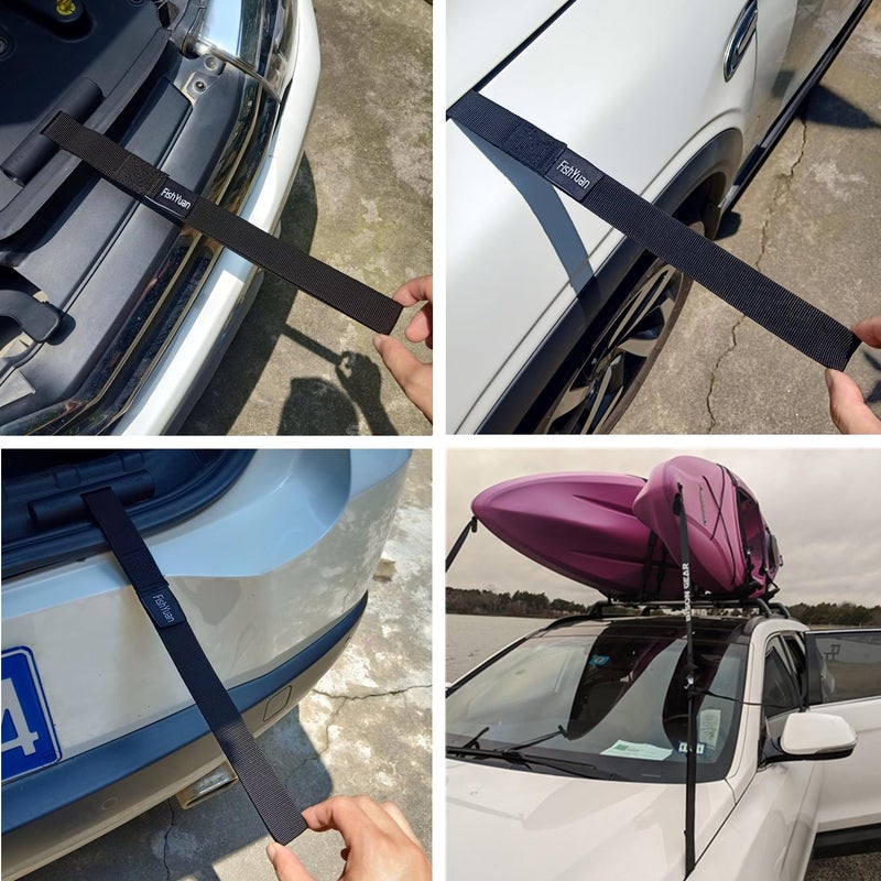 FishYuan Quick Loops - Fast Kayak and Canoe Tie Down Anchor Straps for Car Hoods and Trunks - Image 2