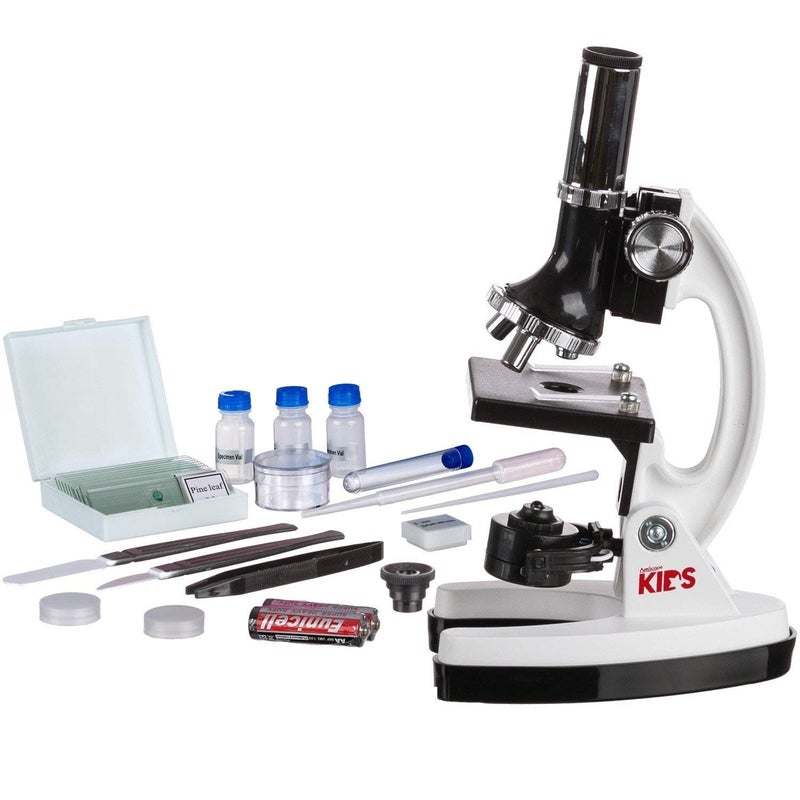 AmScope AmScope - FBA_M30-ABS-KT1-W AMSCOPE-Kids M30-ABS-KT1-W 120X-240X-300X-480X-600X-1200X 48pc Metal Arm & Base Educational Kids Biological Microscope Kit  - Image 2