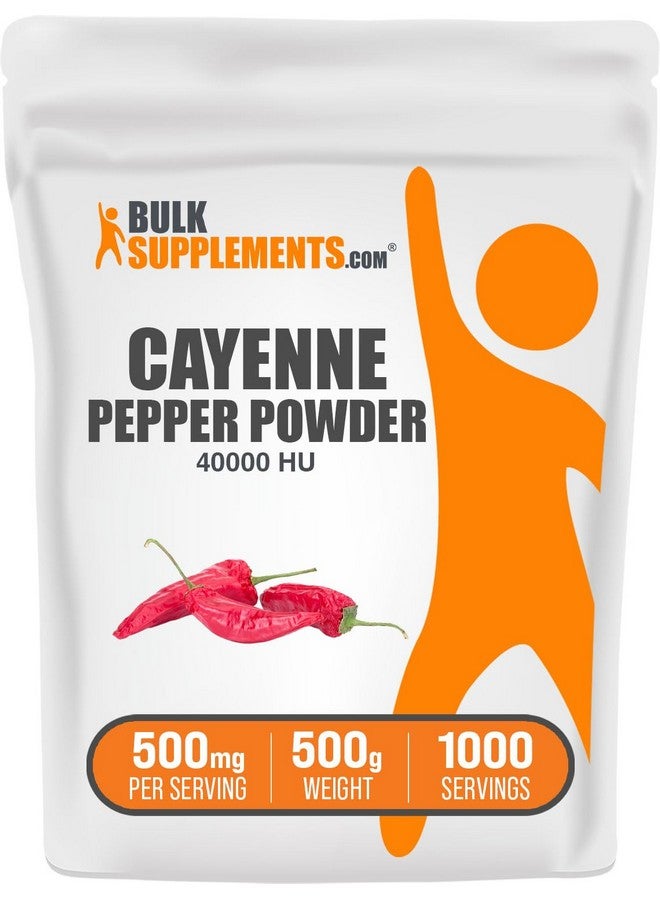 BulkSupplements مسحوق فلفل كايين 40000 HU من BulkSupplements.com - مكملات كابسيسين، مكملات فلفل كايين، مسحوق فلفل كايين - خالي من الغلوتين، 500 ملغ لكل حصة، 500 غرام (1.1 رطل) (عبوة من 1) - Image 1
