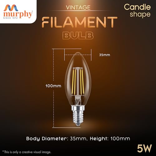 Murphy 5-watt Round Shape Filament Candle LED Bulb | Filament Candle Bulb Home & Decoration|Bulb Base: E14, Color: Warm White|Pack of 8 - Image 3