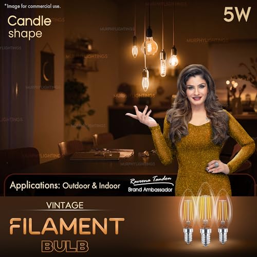 Murphy 5-watt Round Shape Filament Candle LED Bulb | Filament Candle Bulb Home & Decoration|Bulb Base: E14, Color: Warm White|Pack of 8 - Image 4