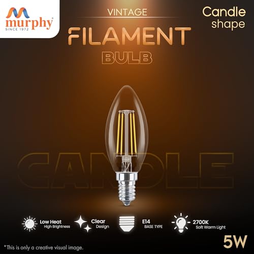 Murphy 5-watt Round Shape Filament Candle LED Bulb | Filament Candle Bulb Home & Decoration|Bulb Base: E14, Color: Warm White|Pack of 8 - Image 2