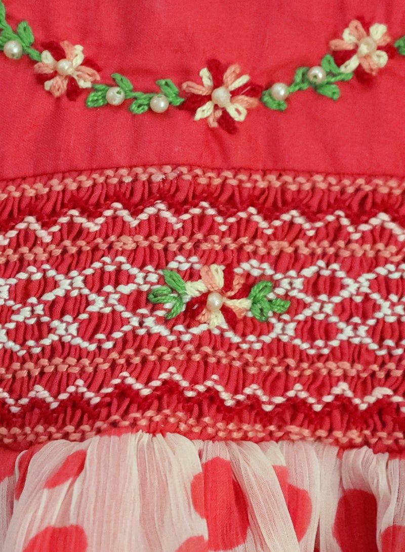 Kidabhoo Kids Smocked Dress for Girls - Polka Dot Delight  - Image 3