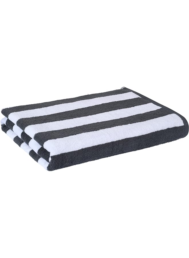 Zaboon Cotton Large Beach/Bath Towel 1Pc, 100Cm X 180Cm Oversized Towel, Cabana Stripe Towel Is Highly Absorbent & Quick Dry, Suitable For Bath, Beach, Pool & Spa, Pack Of 1, Grey Color - Image 1