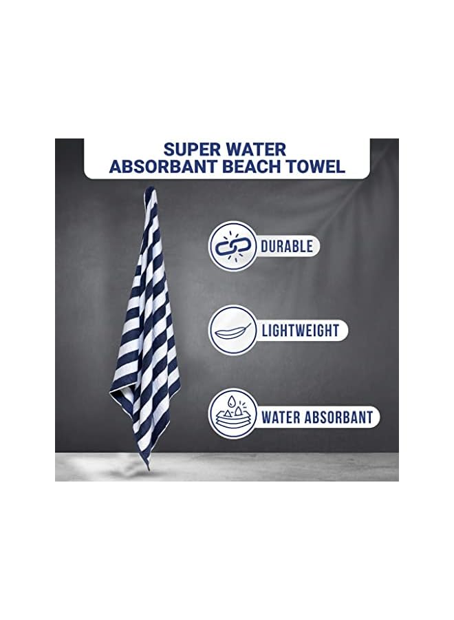 Zaboon Cotton Large Beach/Bath Towel 1Pc, 100Cm X 180Cm Oversized Towel, Cabana Stripe Towel Is Highly Absorbent & Quick Dry, Suitable For Bath, Beach, Pool & Spa, Pack Of 1, Grey Color - Image 3