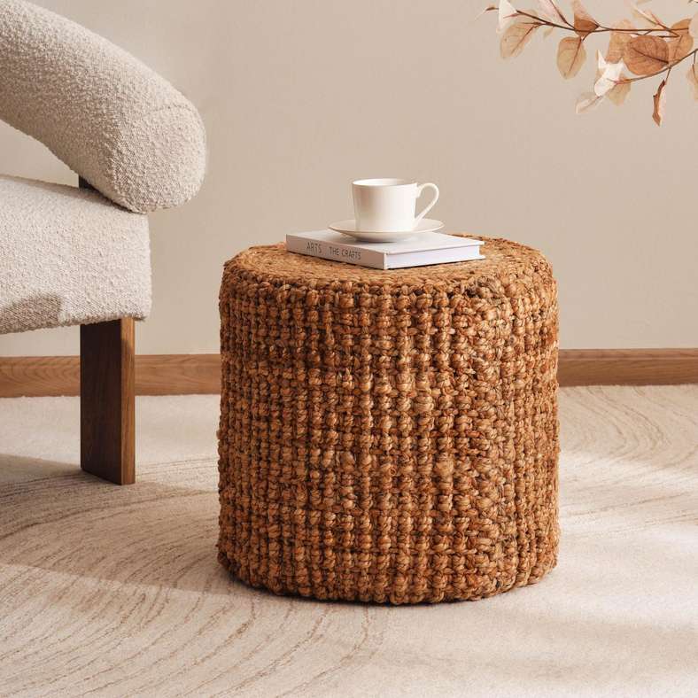 Pan Home Natural Jute Pouf for Home Decor