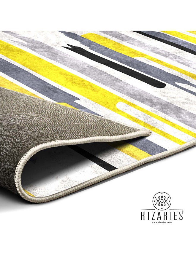 RIZARIES Yellow Grey Black Centerpiece Rug, Fabric, Rectangle  - Image 3