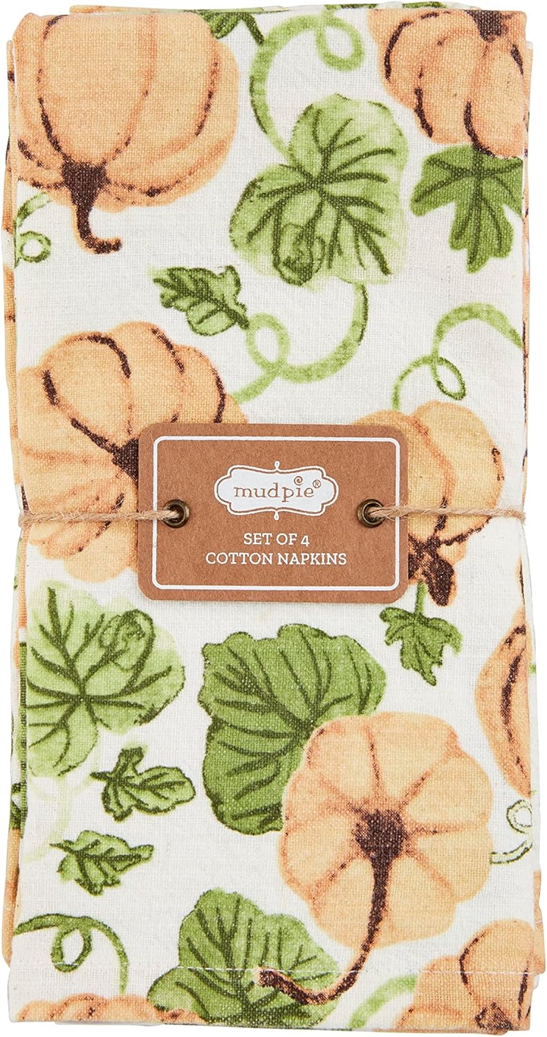 Mud Pie Pumpkin Dinner Napkin 18 x 18 Orange - Image 1