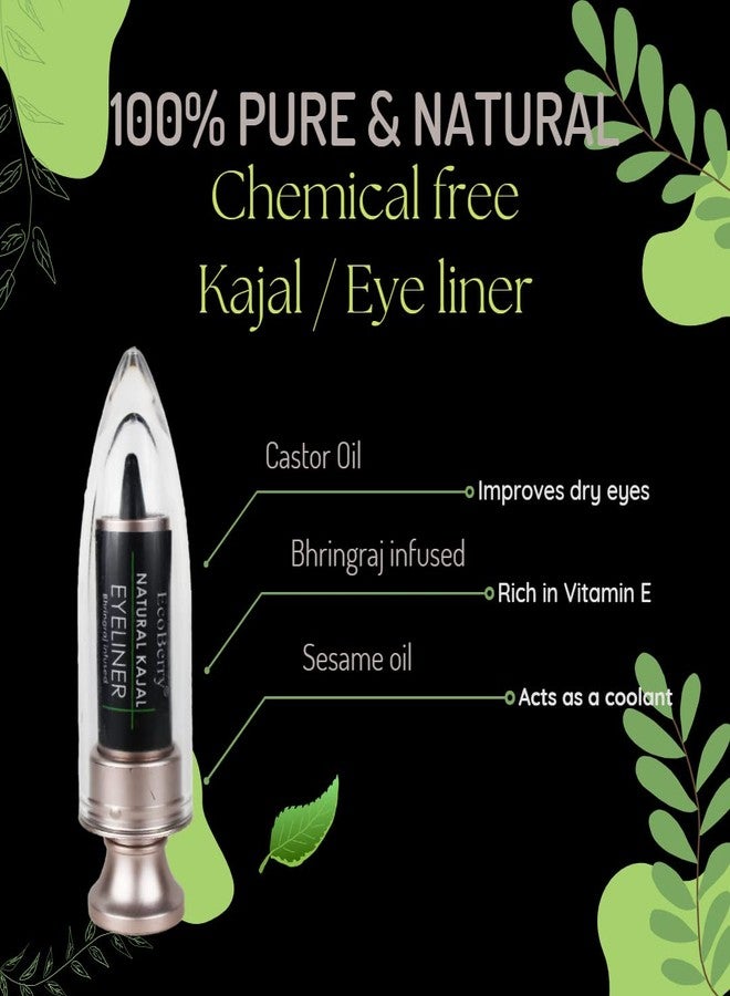 EcoBerry Kajal/Eyeliner Bhringraj infused Deep Black Kohl | Coolant Cleanses | Lead Paraben Free No Artificial Colors 100% Pure, Natural & Handmade, Preservative Free | Veg 3g - Image 5
