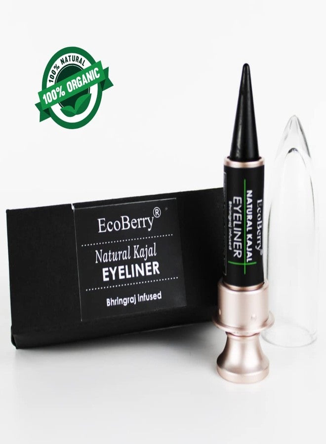 EcoBerry Kajal/Eyeliner Bhringraj infused Deep Black Kohl | Coolant Cleanses | Lead Paraben Free No Artificial Colors 100% Pure, Natural & Handmade, Preservative Free | Veg 3g - Image 3