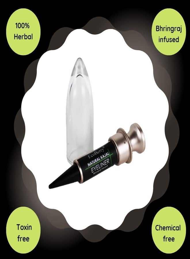 EcoBerry Kajal/Eyeliner Bhringraj infused Deep Black Kohl | Coolant Cleanses | Lead Paraben Free No Artificial Colors 100% Pure, Natural & Handmade, Preservative Free | Veg 3g - Image 4