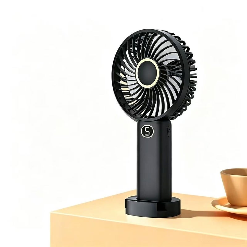 SUCITY Portable Handheld Fan with Digital Display, 5-Speed Silent Personal Cooling Fan – USB Rechargeable, Long Battery Life for Travel Office  Home - Image 1