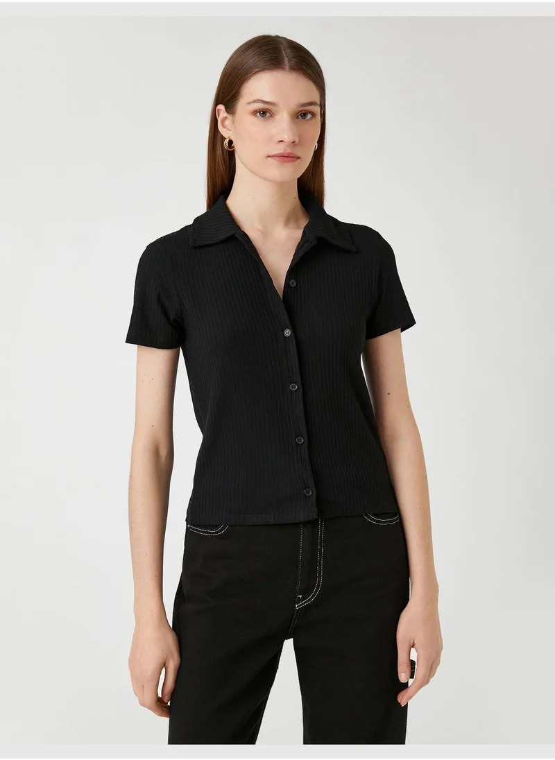 KOTON Short Sleeve Button Camisole Shirt