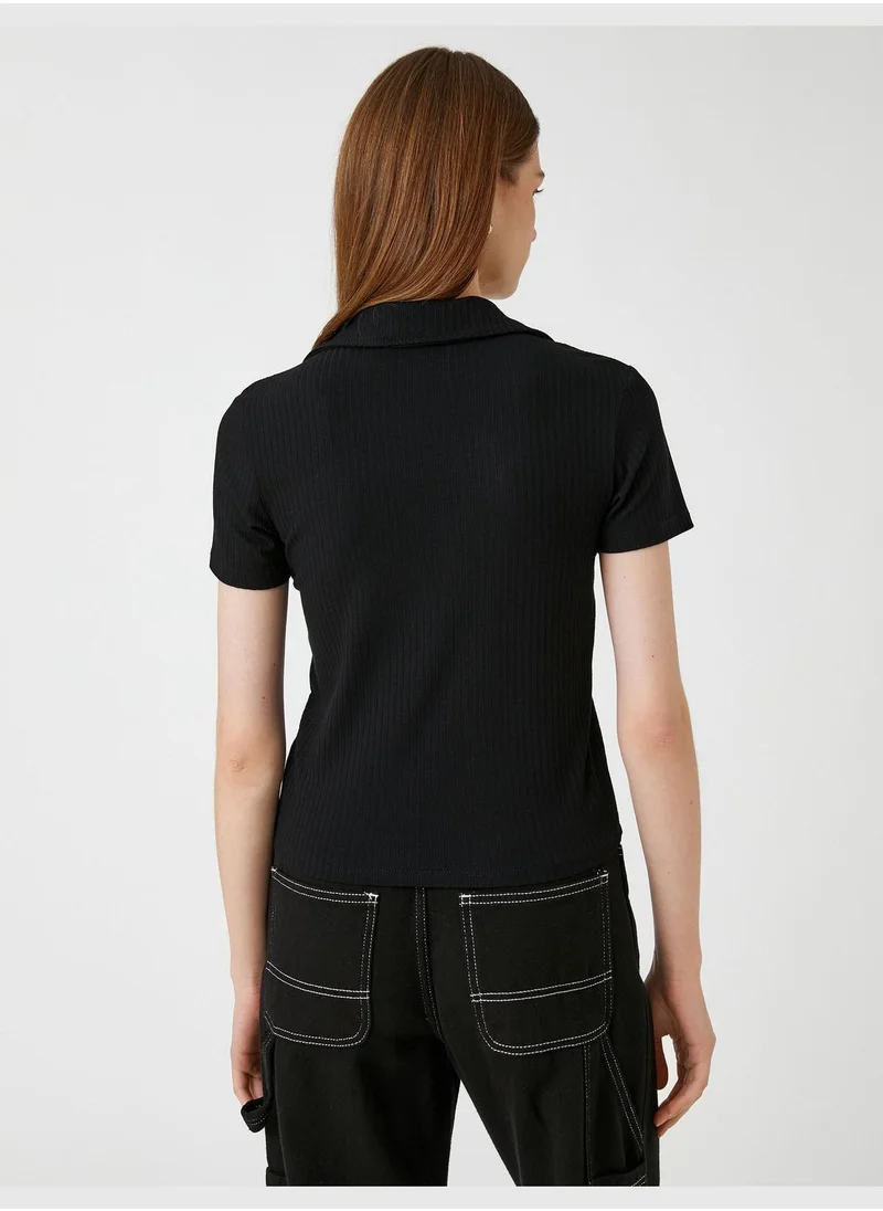 KOTON Short Sleeve Button Camisole Shirt