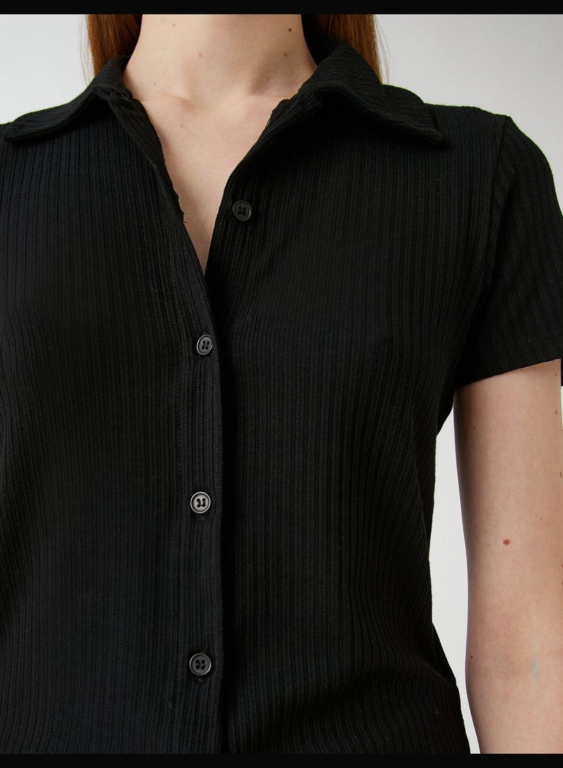 KOTON Short Sleeve Button Camisole Shirt - Image 5