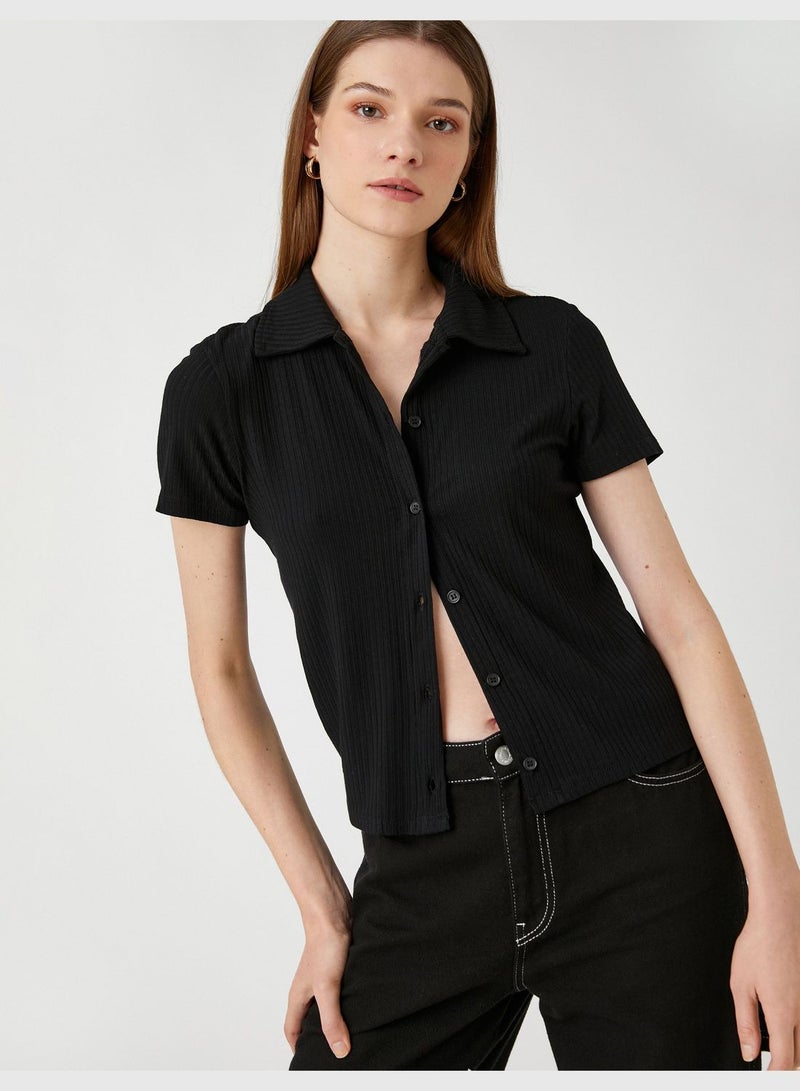 KOTON Short Sleeve Button Camisole Shirt - Image 2