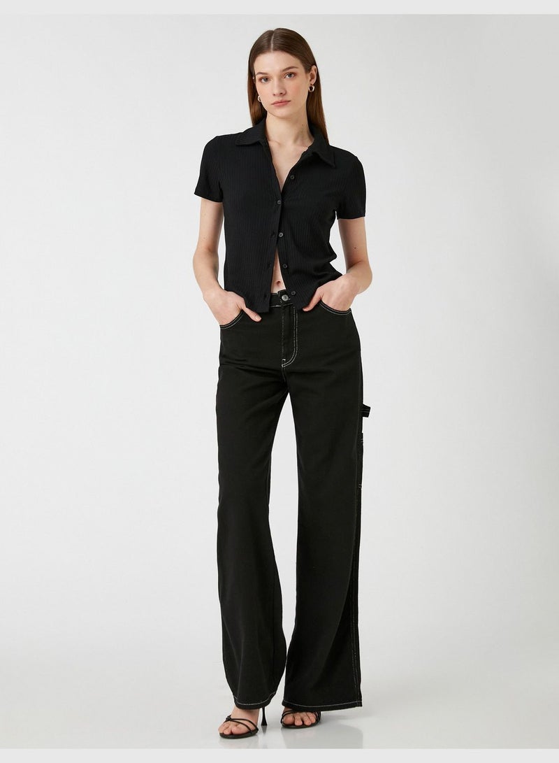 KOTON Short Sleeve Button Camisole Shirt - Image 1
