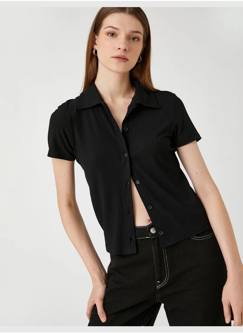 KOTON Short Sleeve Button Camisole Shirt