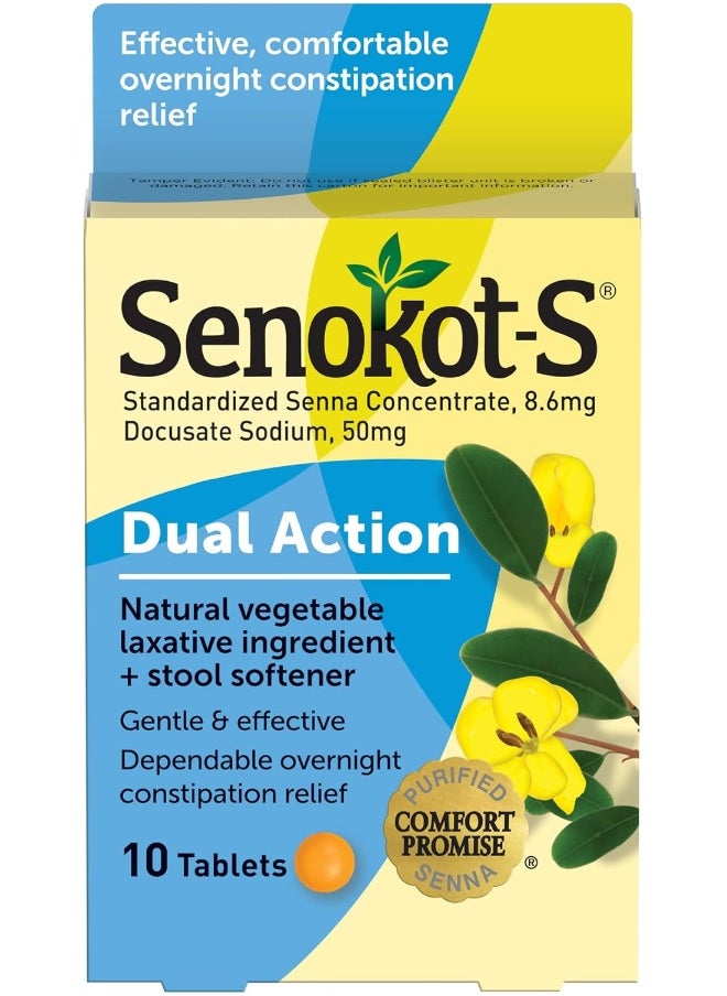 Senokot Natural Vegetable Laxative Ingredient Plus Stool Softener 10 tablets  - Image 1