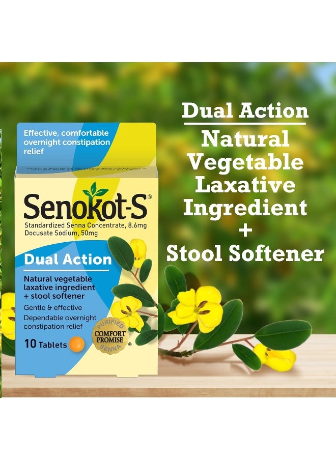 Natural Vegetable Laxative Ingredient Plus Stool Softener 10 tablets