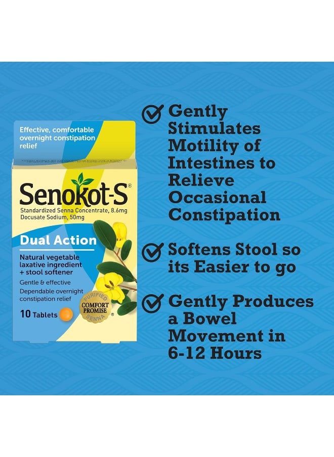 Senokot Natural Vegetable Laxative Ingredient Plus Stool Softener 10 tablets  - Image 4