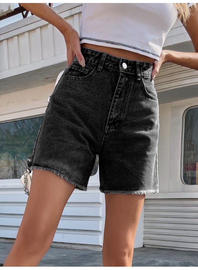 European And American Trend Loose Casual Women's Denim Shorts High Waist Loose Slimming Pants 