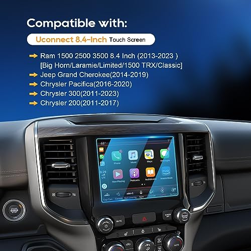 LFOTPP Glass Screen Protector for 2013-2024 Ram 1500 2500 3500 8.4 Inch Grand Cherokee(14-19),Chrysler Pacifica(16-20),Chrysler 300(11-23),200(11-17) - Image 2