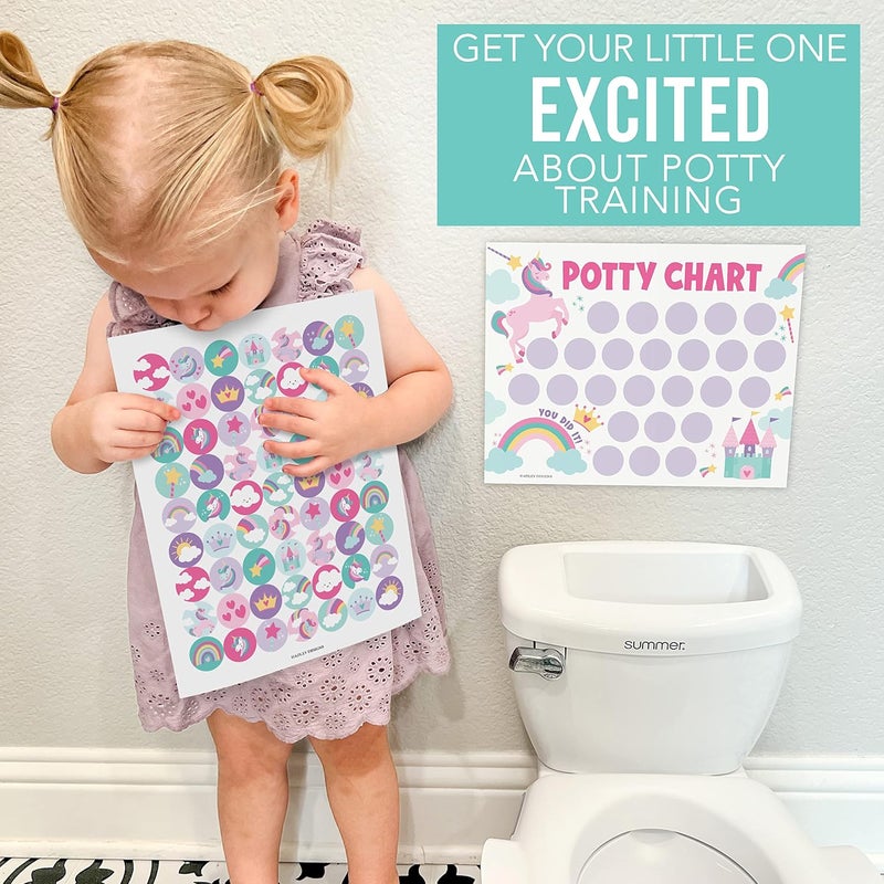 Hadley Designs Potty Training Chart for Toddlers Girls -10 Sticker Potty Chart for Toddlers Girls, 8.5x11" Potty Training Sticker Charts for Toilet Success, Unicorn Toddler Reward Chart for Kids - Image 5