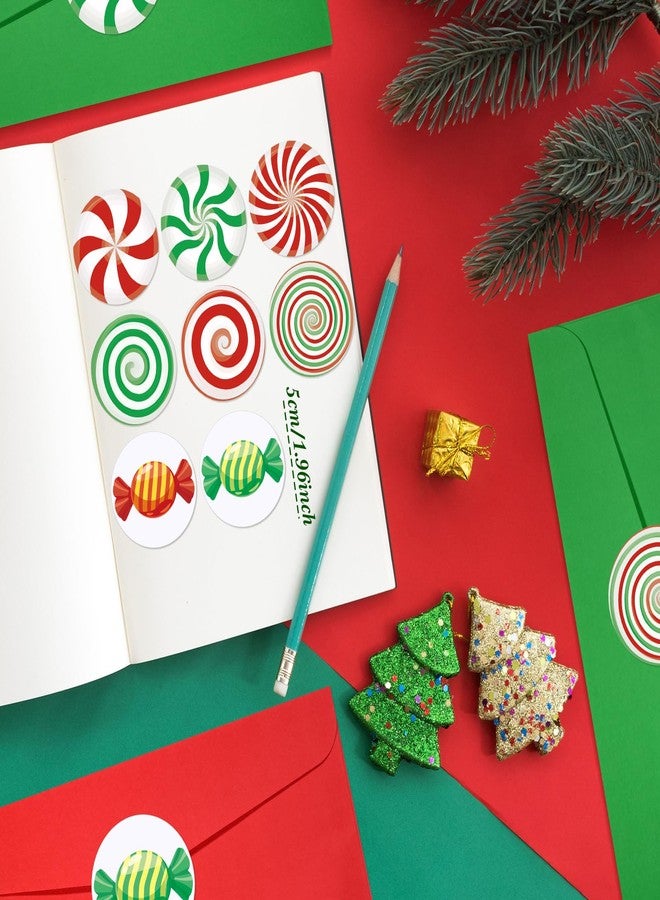 Fullhawl 100 Pieces #10 Christmas Envelopes Green and Red Envelopes with 120 Pieces Christmas Peppermint Candy Seal Stickers Self Adhesive Greeting Card Pockets for Holiday Mail Gift Wrapping - Image 3