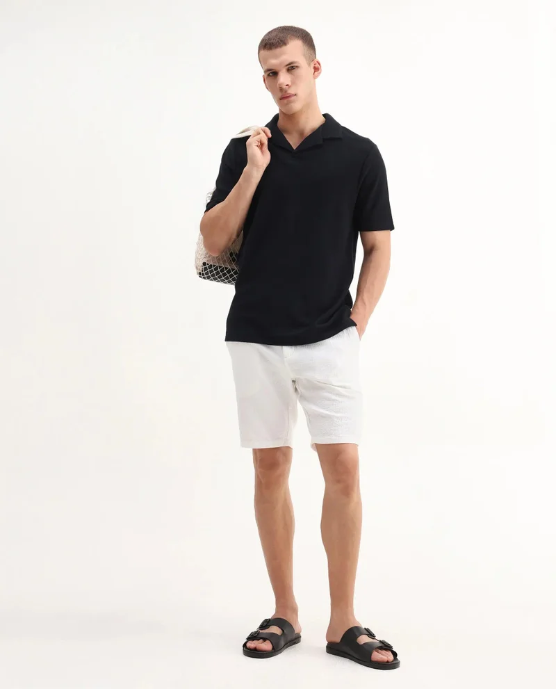 Rare Rabbit Men's Regular Fit Open Placket Polo