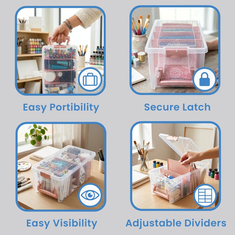 ArtBin Semi Satchel Portable Craft Organizer with 3 Dividers - Clear Plastic Storage Case for Art & Craft Supplies - Image 5