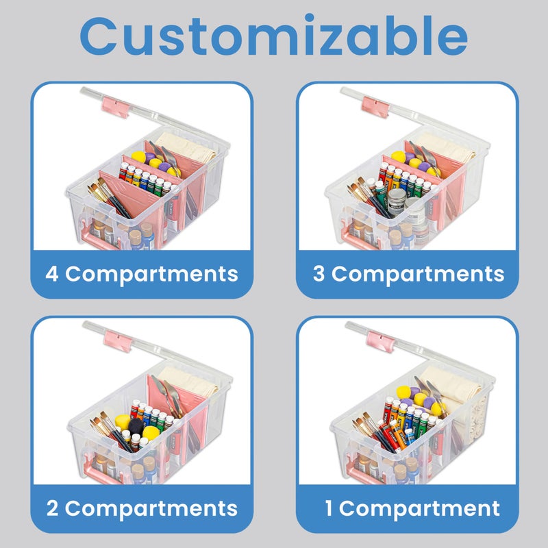 ArtBin Semi Satchel Portable Craft Organizer with 3 Dividers - Clear Plastic Storage Case for Art & Craft Supplies - Image 3