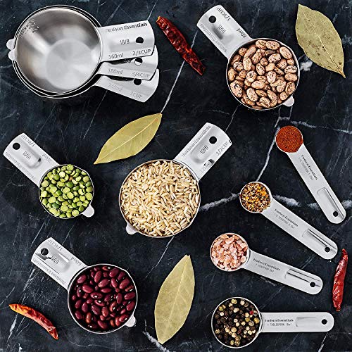 Hudson Essentials Stainless Steel Measuring Cups and Spoons Set - Stackable Set with Spout (11 Piece Set) - Image 4