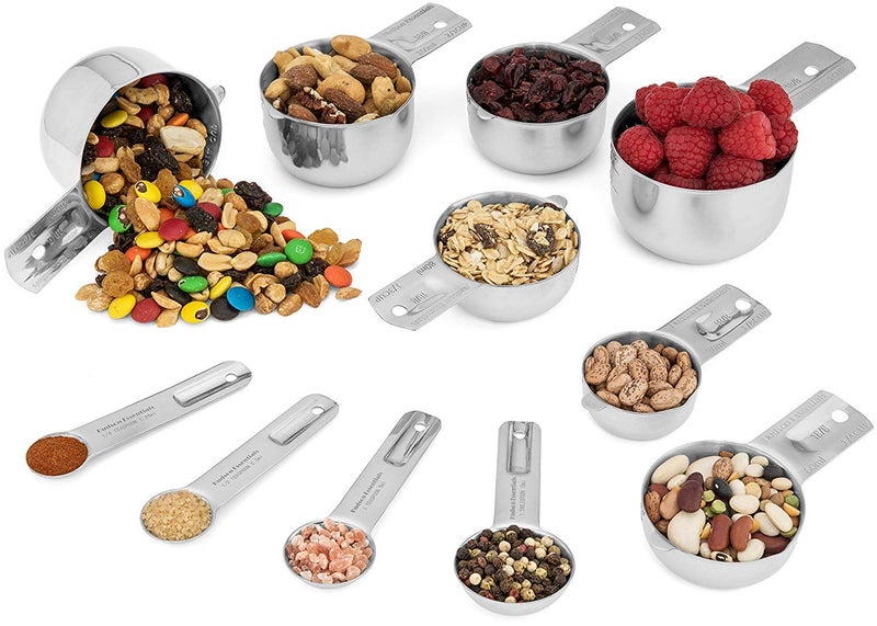 Hudson Essentials Stainless Steel Measuring Cups and Spoons Set - Stackable Set with Spout (11 Piece Set) - Image 3
