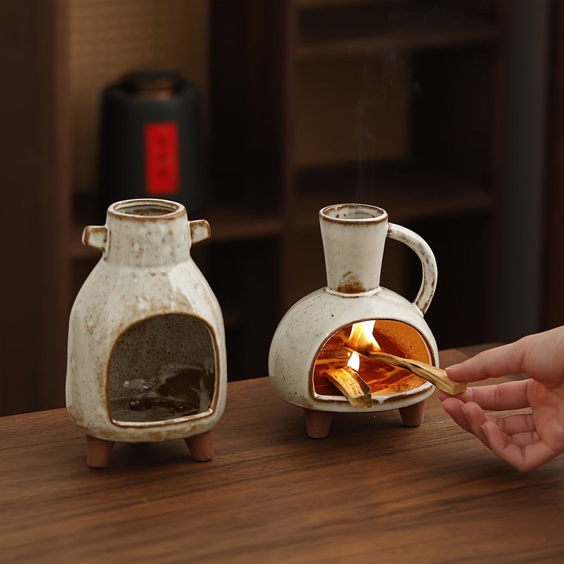 Ceramic Incense Burner Chimney Double Ear for Wood Aroma Diffuser and Lamp - Image 3