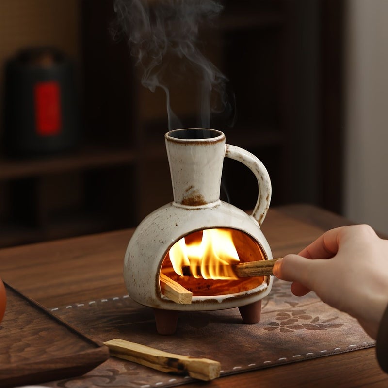 Ceramic Incense Burner Chimney Double Ear for Wood Aroma Diffuser and Lamp - Image 1